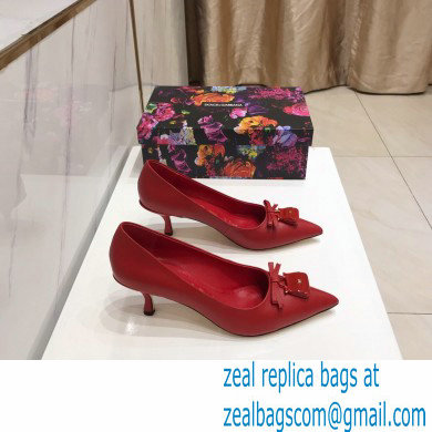 Dolce & Gabbana Thin Heel 6.5cm Leather Sicily Pumps Red 2021